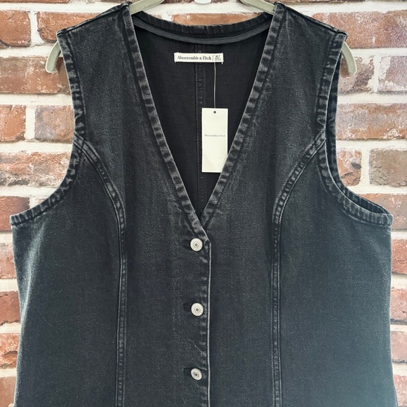 NWT Abercrombie and Fitch Mara High-Neck Vest Midi Dress, Black, Size XL Tall - Picture 4 of 6